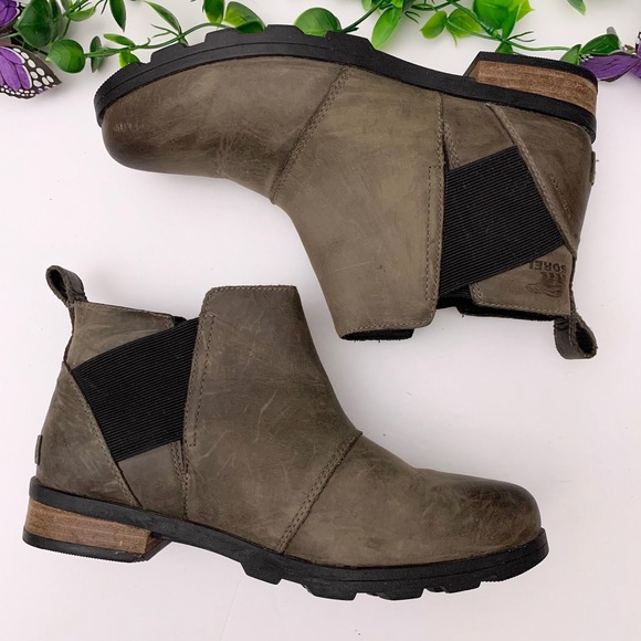 Sorel Emelie Chelsea Brown Waterproof Ankle Boots Size 9 - Picture 1 of 12